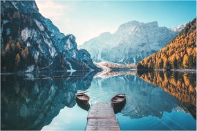 Obraz - Lode na jazere Braies (90x60 cm)