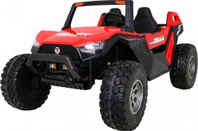 Ramiz Clash batériový kočík pre 2 deti Červený + diaľkové ovládanie + pohon 4x4 + nastavenie sedadla + rádio MP3 + LED
