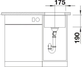 Blanco Subline 320-U, silgranitový drez pod pracovnú dosku 350x460x190 mm, 1-komorový, antracitová, BLA-523406