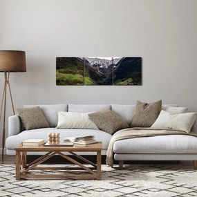 Obraz - Údolie pod horami (s hodinami) (90x30 cm)