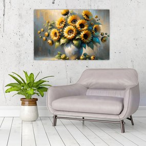 Obraz – Váza so slnečnicami (90x60 cm)