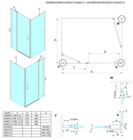 Gelco, LORO obdĺžniková sprchová zástena 1000x900 mm, GN4610-04