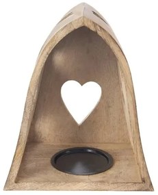 Orion Svietnik z mangového dreva Heart bell, 20 x 14 x 23,2 cm