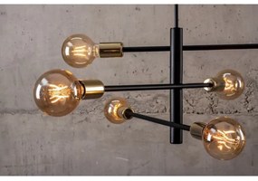 Luster na tyči ONYX 6xE27/60W/230V čierna/zlatá