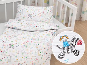 Biante Detské bavlnené posteľné obliečky do postieľky Sandra SA-041 Farebné omaľovánky Do postieľky 90x130 a 40x60 cm