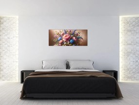 Obraz - Stôl plný kvetov (120x50 cm)