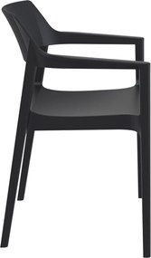 TULUM záhradná stolička s podrúčkami black