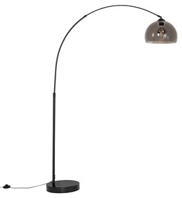 Inteligentná oblúková stojaca lampa čierna s dymovým sklom vrátane WiFi G95 - Arc