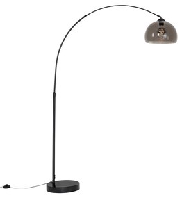 Moderná oblúková lampa čierna s dymovým sklom - Arc