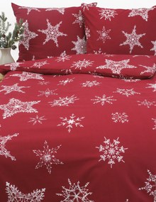 Vianočné bavlnené obliečky Renforcé - Snehové vločky červené