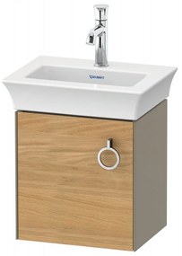 DURAVIT White Tulip závesná skrinka pod umývadielko, 1 dvierka, pánty vľavo, 384 x 298 x 410 mm, dub prírodný masív/kameňovo šedá vysoký lesk, WT4250LH5H2