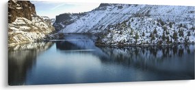 Obraz - zimná krajina s jazerom (120x50 cm)