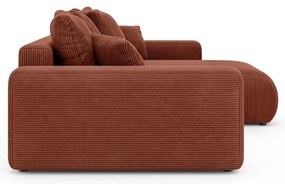 Menčestrová rozkladacia rohová pohovka s úložným priestorom v tehlovej farbe (variabilný roh) Luma – Ropez