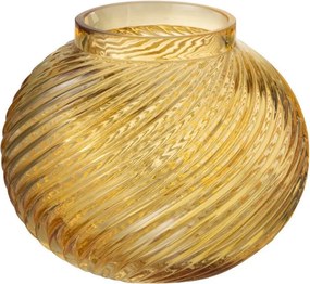 Žltá sklenená okrúhla váza Stripes S - Ø15*12,5 cm