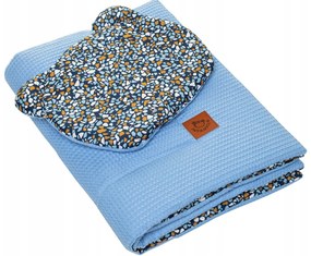 Infantino Vaflová deka 100x75 s vankúšikom Teddy 35x30 Farba: modrá