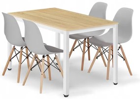 Jedálenský stôl TESSA svetlý dub so štyrmi stoličkami OSAKA sivé