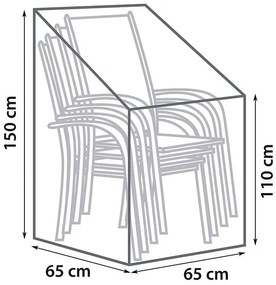 Sunfun Ochranný obal na stohovateľné stoličky, 65 × 65 × 110–150 cm