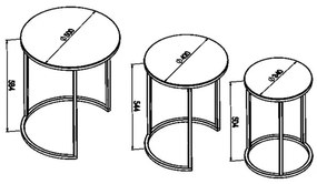 SADA 3x Odkladací stolík ALYA pr. 34/42/50 cm čierna