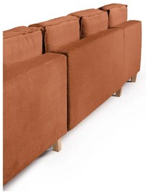 Oranžová menčestrová rozkladacia rohová pohovka (pravý roh/do tvaru "U") Tori – Bonami Selection