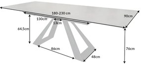 Jedálenský stôl Concord 180-230cm keramický v antracitovej farbe