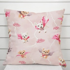 Biante Detská bavlnená obliečka na vankúš Sandra SA-650 Psí superhrdinovia na staroružovom 40 x 40 cm