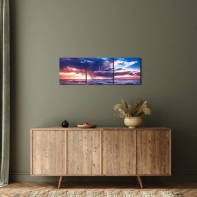 Obraz - Západ slnka pri mori (s hodinami) (90x30 cm)