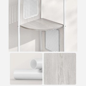 5-poschodová rohová polica, polica na knihy s polyratanovými stranami, svetlá béžová