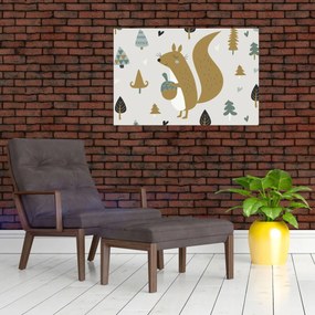 Obraz - Veverička s orieškom (90x60 cm)