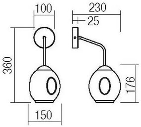 Redo 01-2617 - Nástenná lampa PIERCE 1xE27/42W/230V zlatá/dymová