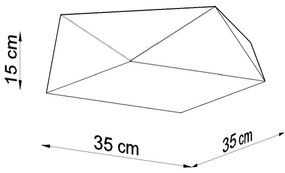 Stropné svietidlo Hexa, 1x sivé plastové tienidlo, (biely plast), (35 cm)