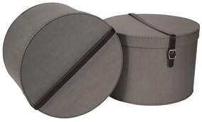Sivé kartónové úložné boxy v súprave 2 ks s vekom ø 37,5x25,5 cm Rut Canvas Paper Laminate – Bigso