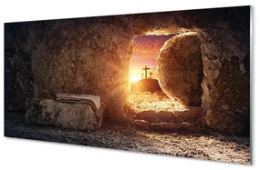 Sklenený obraz Cave krížia slnko 140x70 cm