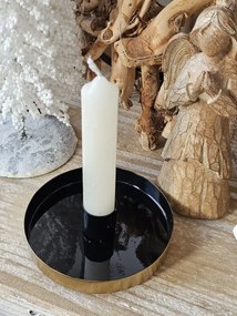Čierno - zlatý antik kovový svietnik Marrakech black - Ø 10*2,5 cm