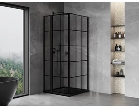 Mexen Mist T, sprchový kút s krídlovými dverami, ľavý, 120 x 120 cm, 8mm číre sklo, čierny profil, 8A4T-120-120-70-77-L