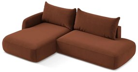 Terakotová rozkladacia rohová pohovka (ľavý roh/s leňoškou) Hale – Makamii