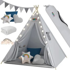 InternetovaZahrada Detský stan Teepee 160x130x130cm - sivý