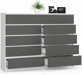 Komoda K160 10SZ CLP biela / sivá