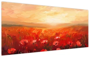 Obraz - Pole vlčích makov (120x50 cm)