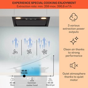 Klarstein Camila, vstavaný digestor, 52 cm, 397 m³/h, LED, dotyková plocha, nehrdzavejúca oceľ