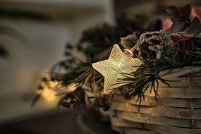 DECOLED Svetelná reťaz LED na batérie, 10 teplých bielych LED diód, 1,8 m, kovové hviezdy