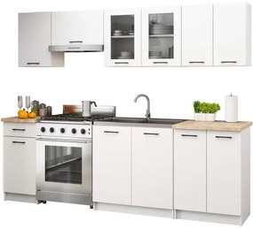 Kuchynská linka OLIVIA 2.4 m s vitrínou biela