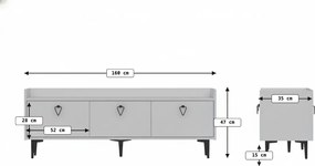 TV stolík PIENA 160 cm, biely