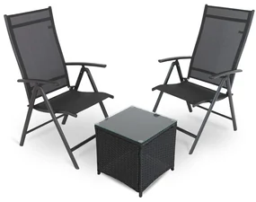 Záhradný balkónový set Fulvio - 2 miesta, čierna