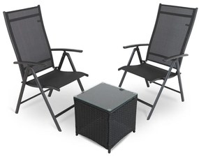 Záhradný balkónový set Fulvio - 2 miesta, čierna