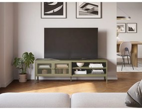 Zelený kovový TV stolík 160x50x35 cm Fayna – Marckeric
