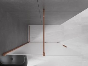Mexen Velar, sprchová zástena s posuvnými dverami Walk-in 140 x 200 cm, 8mm sklo námraza, ružové zlato, 871-140-000-33-60