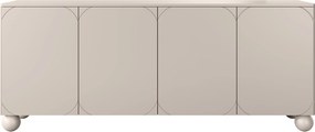 Kozmetická komoda Sonatia II 200 cm so štyrmi dverami - kasmír / guľové nohy
