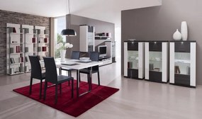 Obývacia stena Caracas kombi 333, grafit/biely lesk, s osvetlením