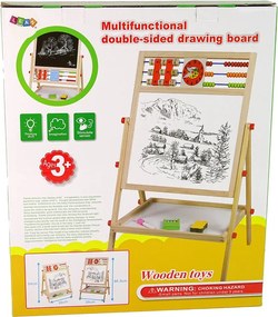 LEAN Toys Obojstranná vzdelávacia kresliaca tabuľa 2v1, drevená