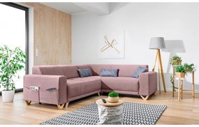 Ružová rozkladacia/s úložným priestorom rohová pohovka (pravý roh/do L) Classy Sophie – Miuform